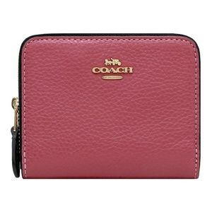 COACH NWT Small Double Zip Around Wallet,Rouge